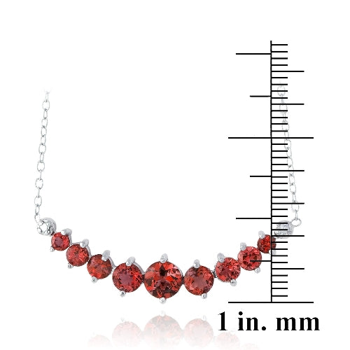 Sterling Silver 2.2ct Garnet & Diamond Accent Frontal Journey Necklace-3