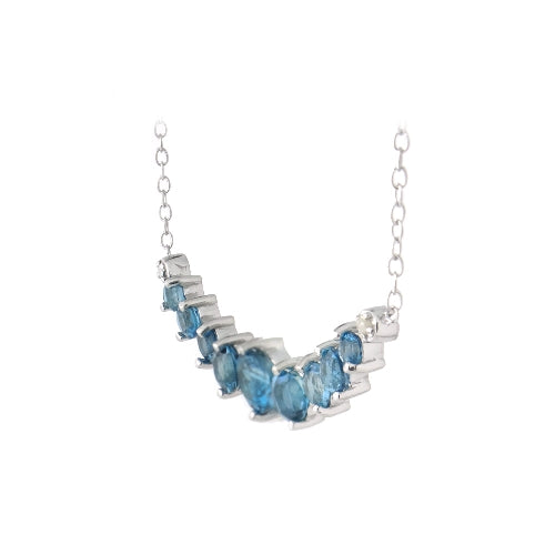 Sterling Silver 2.1ct London Blue Topaz & Diamond Accent Frontal Journey Necklace-2