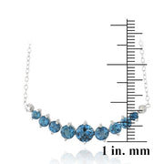 Sterling Silver 2.1ct London Blue Topaz & Diamond Accent Frontal Journey Necklace