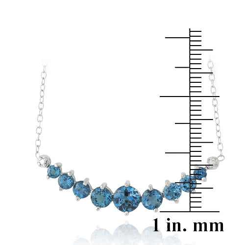 Sterling Silver 2.1ct London Blue Topaz & Diamond Accent Frontal Journey Necklace