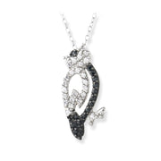 Sterling Silver Black & White CZ Bird Necklace