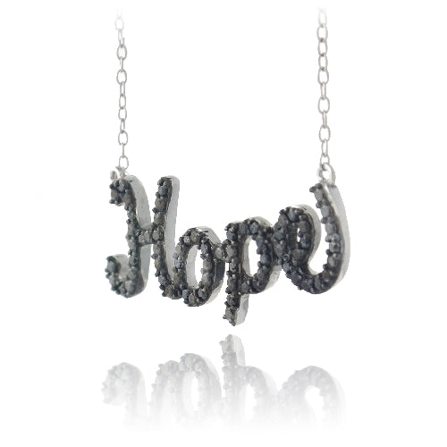 Sterling Silver 1/4ct Black Diamond "Hope" Necklace-2