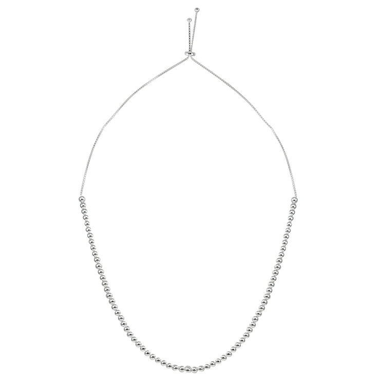 Sterling Silver 6mm Beads Adjustable Necklace