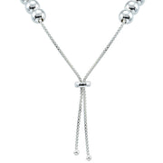 Sterling Silver 6mm Beads Adjustable Necklace
