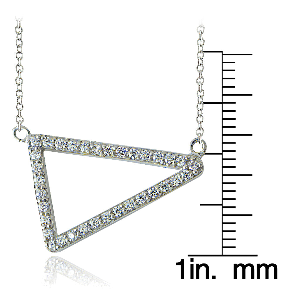 Sterling Silver Cubic Zirconia Triangle Necklace-3