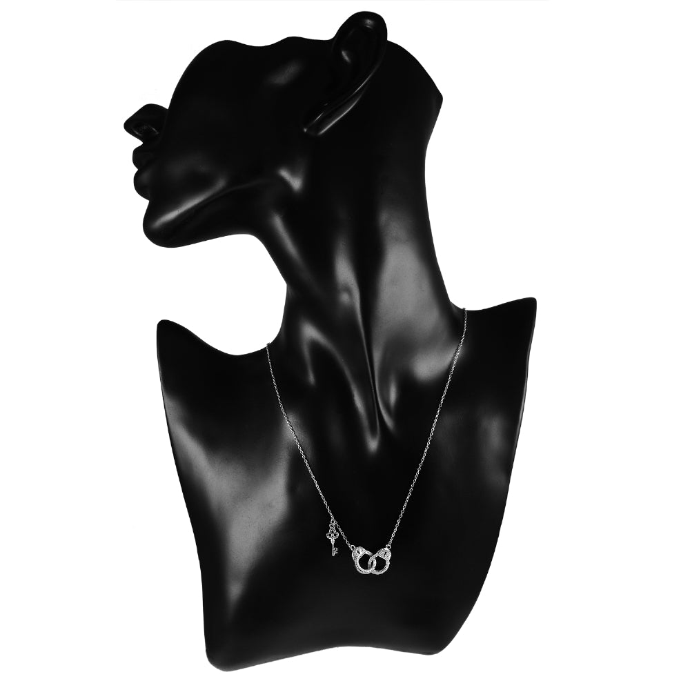 Sterling Silver Polished Handcuff Necklace-4