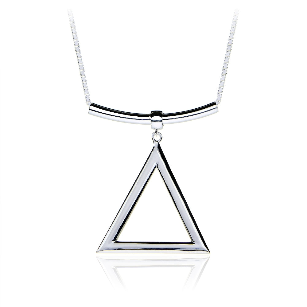 Sterling Silver Triangle and Bar Adjustable Necklace 24 Inches