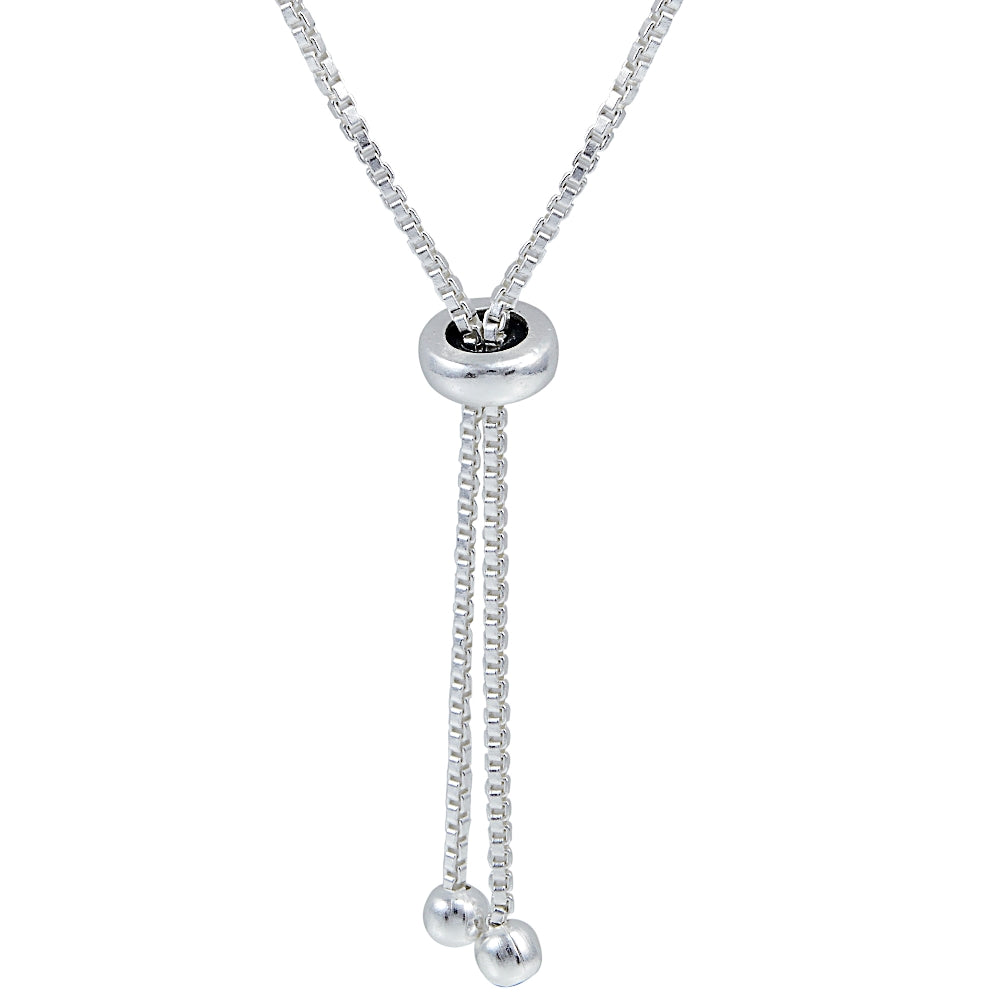 Sterling Silver Triangle and Bar Adjustable Necklace 24 Inches-2