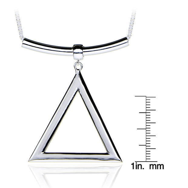 Sterling Silver Triangle and Bar Adjustable Necklace 24 Inches