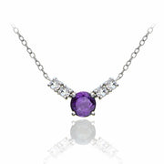 Sterling Silver 1.5ct TGW African Amethyst and White Topaz 5-Stone Necklace