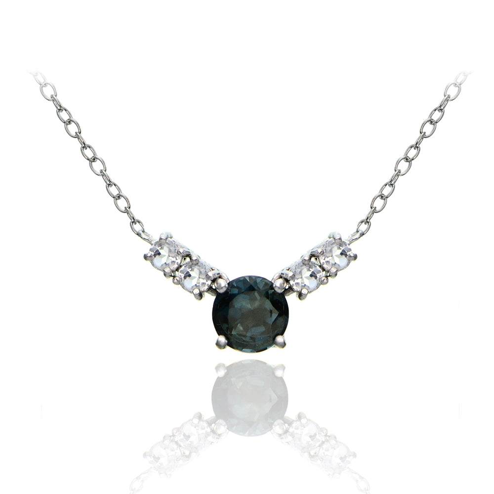 Sterling Silver 2ct TGW London Blue and White Topaz 5-Stone Necklace