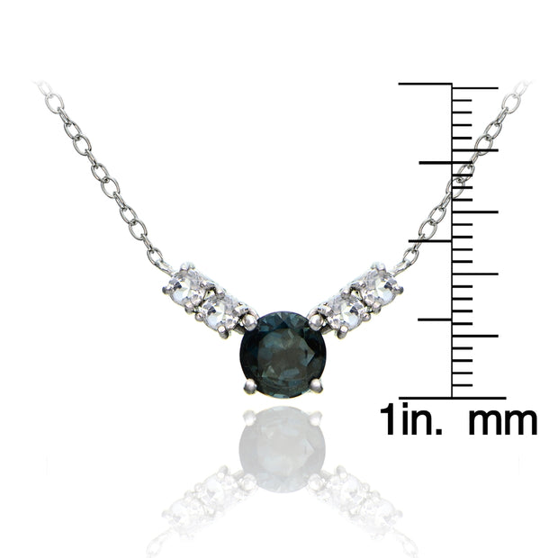 Sterling Silver 2ct TGW London Blue and White Topaz 5-Stone Necklace