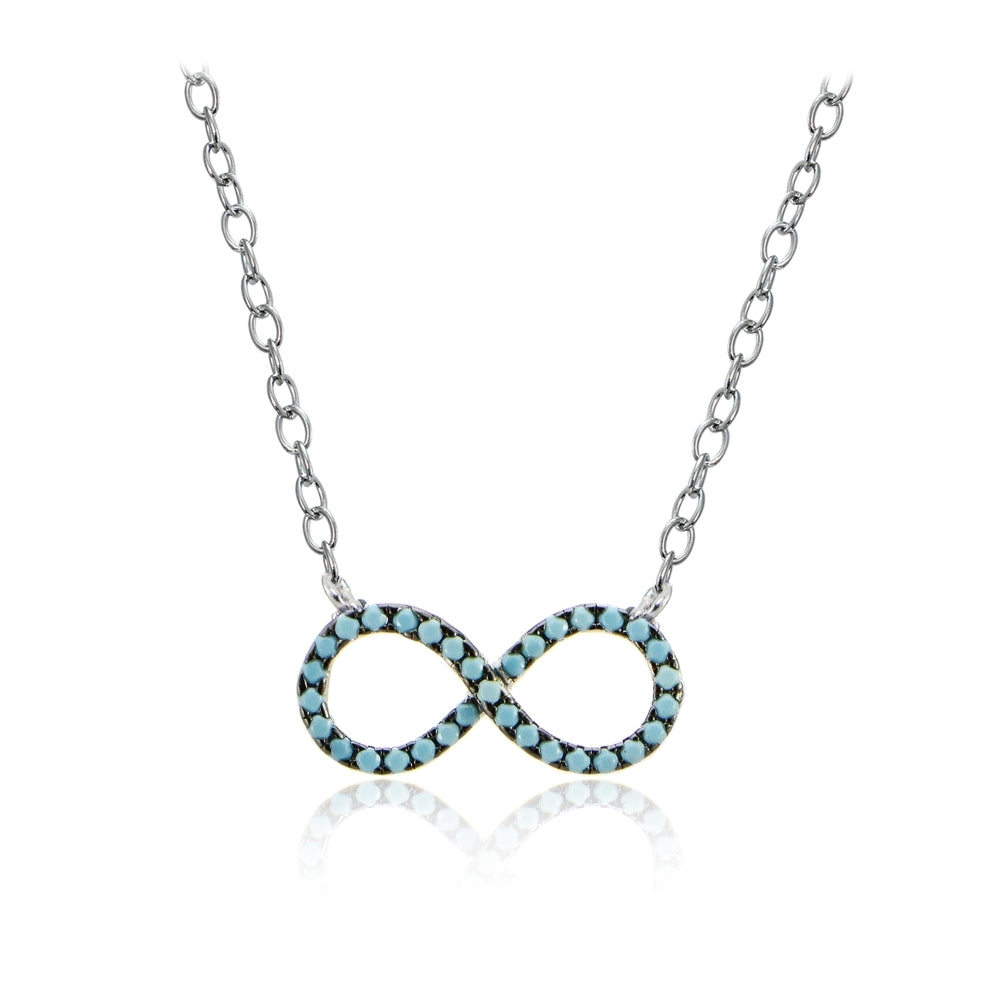 Sterling Silver Nano Created Turquoise Infinity Necklace