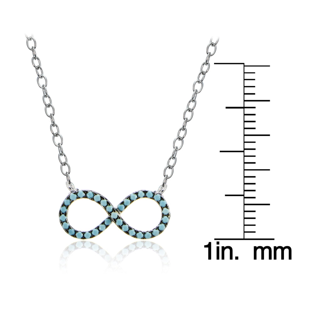 Sterling Silver Nano Created Turquoise Infinity Necklace-3