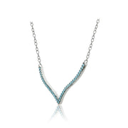 Sterling Silver Nano Created Turquoise V Shape Necklace