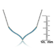 Sterling Silver Nano Created Turquoise V Shape Necklace