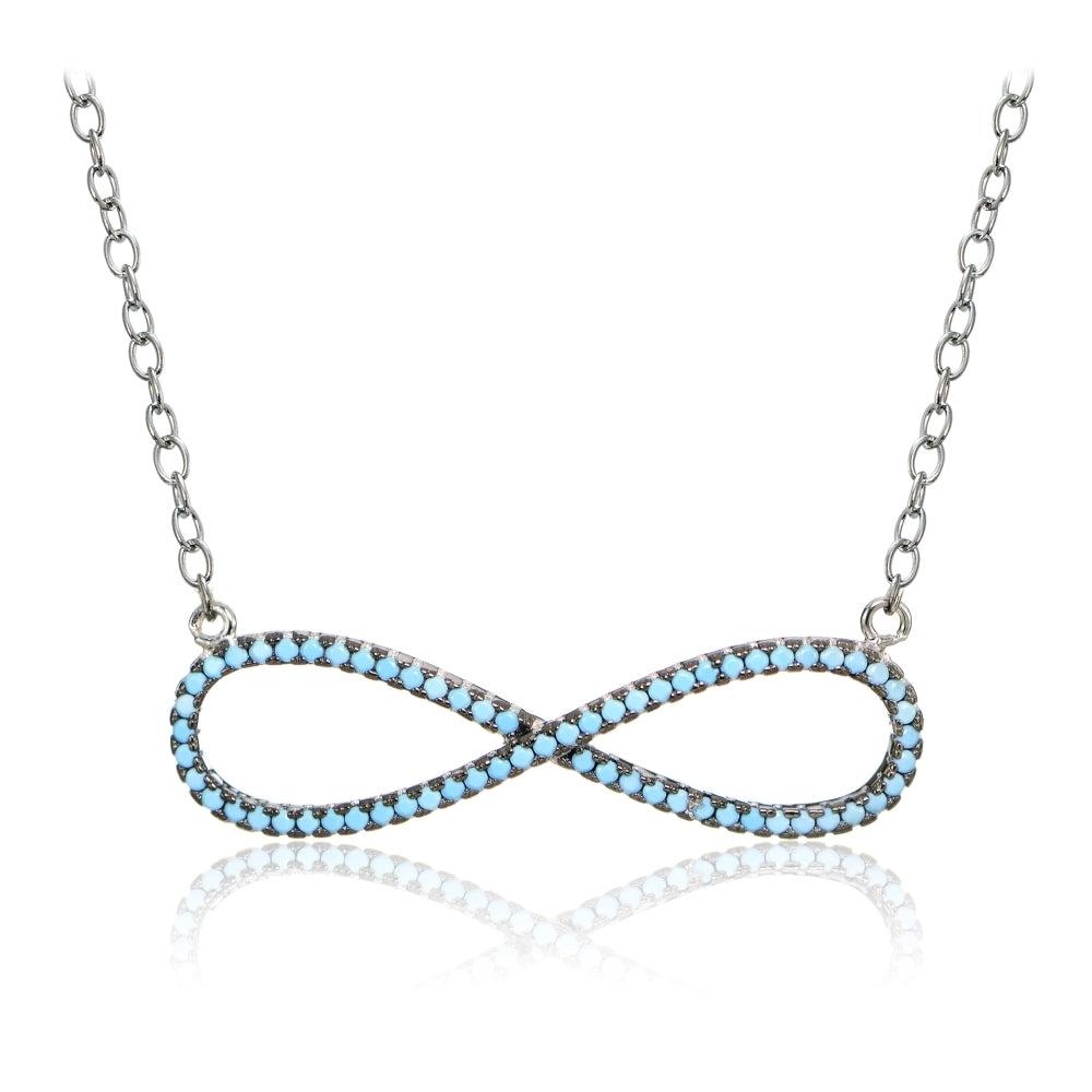 Sterling Silver Nano Created Turquoise Large Infinity Necklace