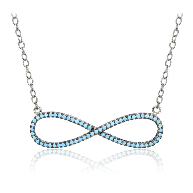 Sterling Silver Nano Created Turquoise Large Infinity Necklace