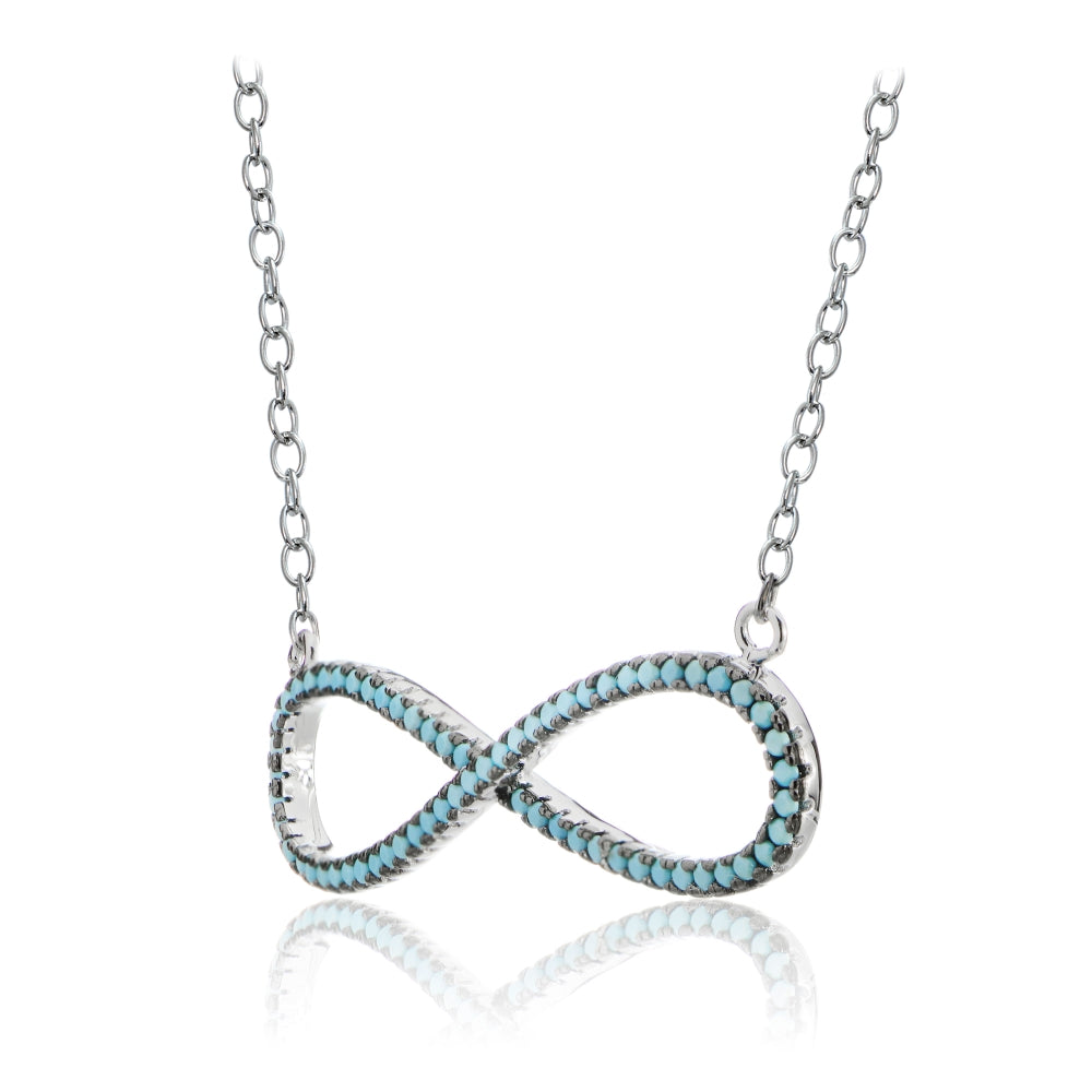 Sterling Silver Nano Created Turquoise Large Infinity Necklace-2