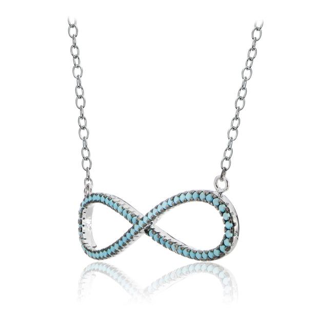 Sterling Silver Nano Created Turquoise Large Infinity Necklace