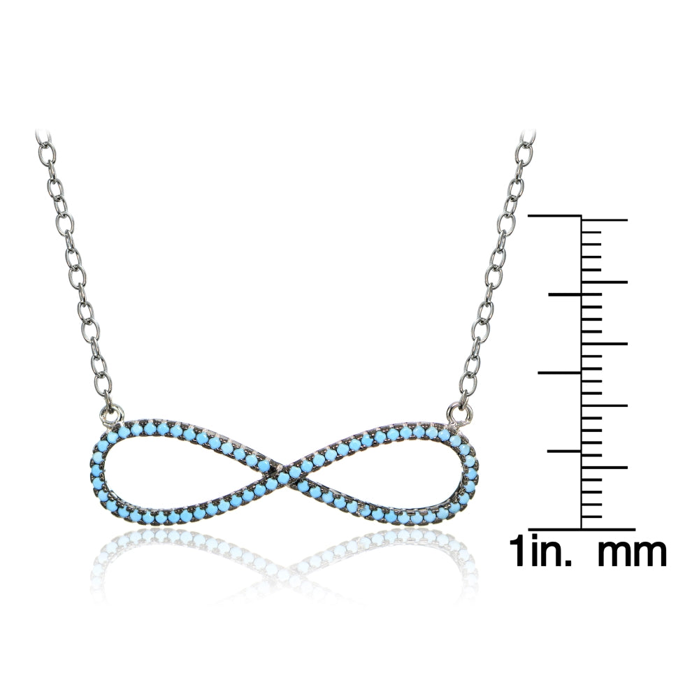 Sterling Silver Nano Created Turquoise Large Infinity Necklace-3