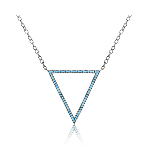 Sterling Silver Nano Created Turquoise Open Triangle Necklace