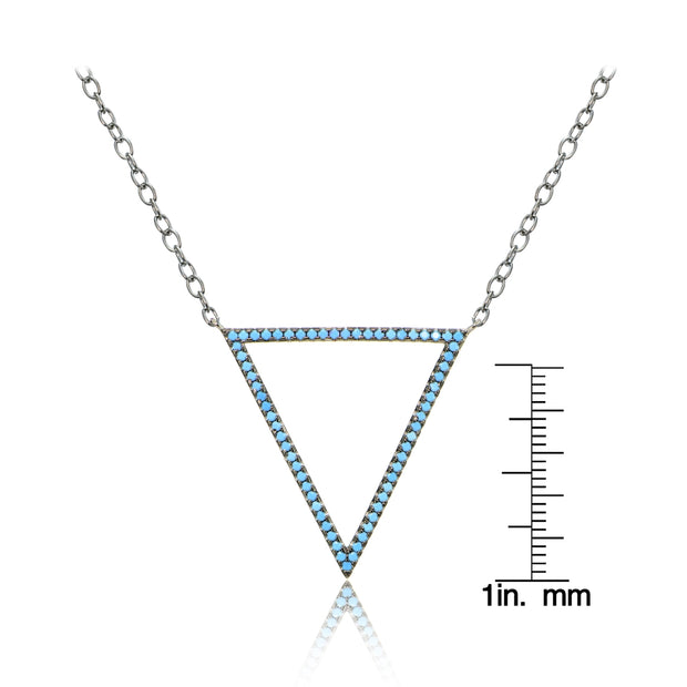 Sterling Silver Nano Created Turquoise Open Triangle Necklace