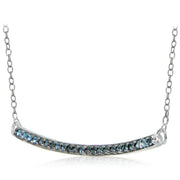 Sterling Silver Nano Created London Blue Topaz Bar Necklace