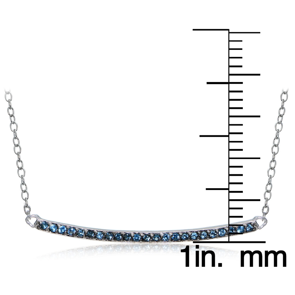 Sterling Silver Nano Created London Blue Topaz Bar Necklace-3