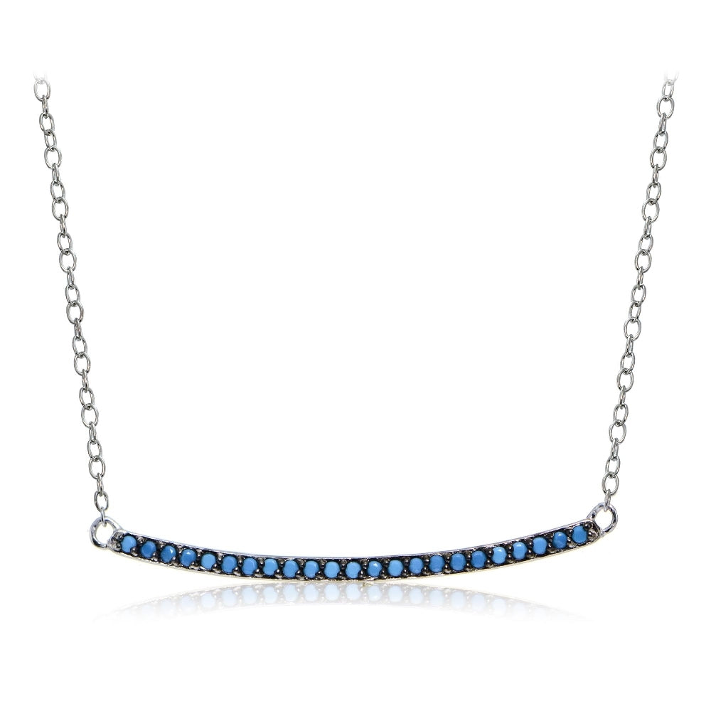 Sterling Silver Nano Created Turquoise Bar Necklace