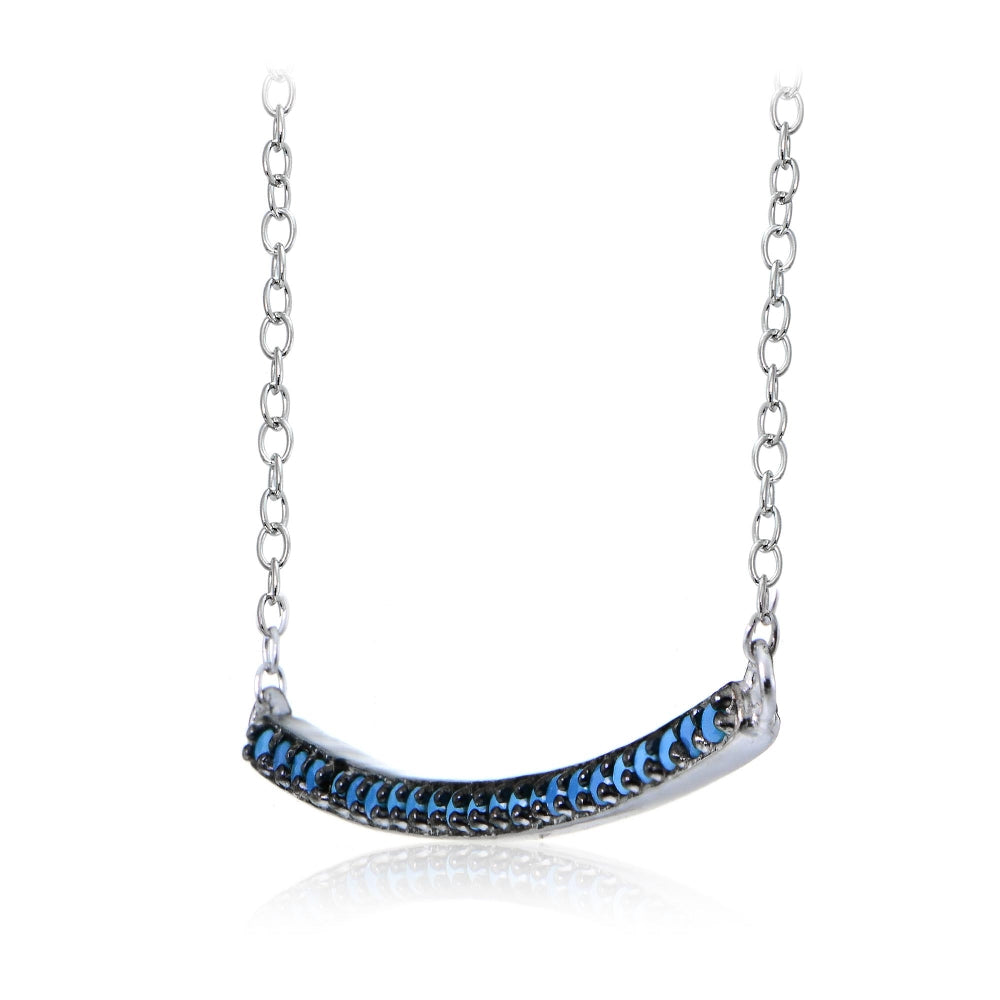 Sterling Silver Nano Created Turquoise Bar Necklace-2