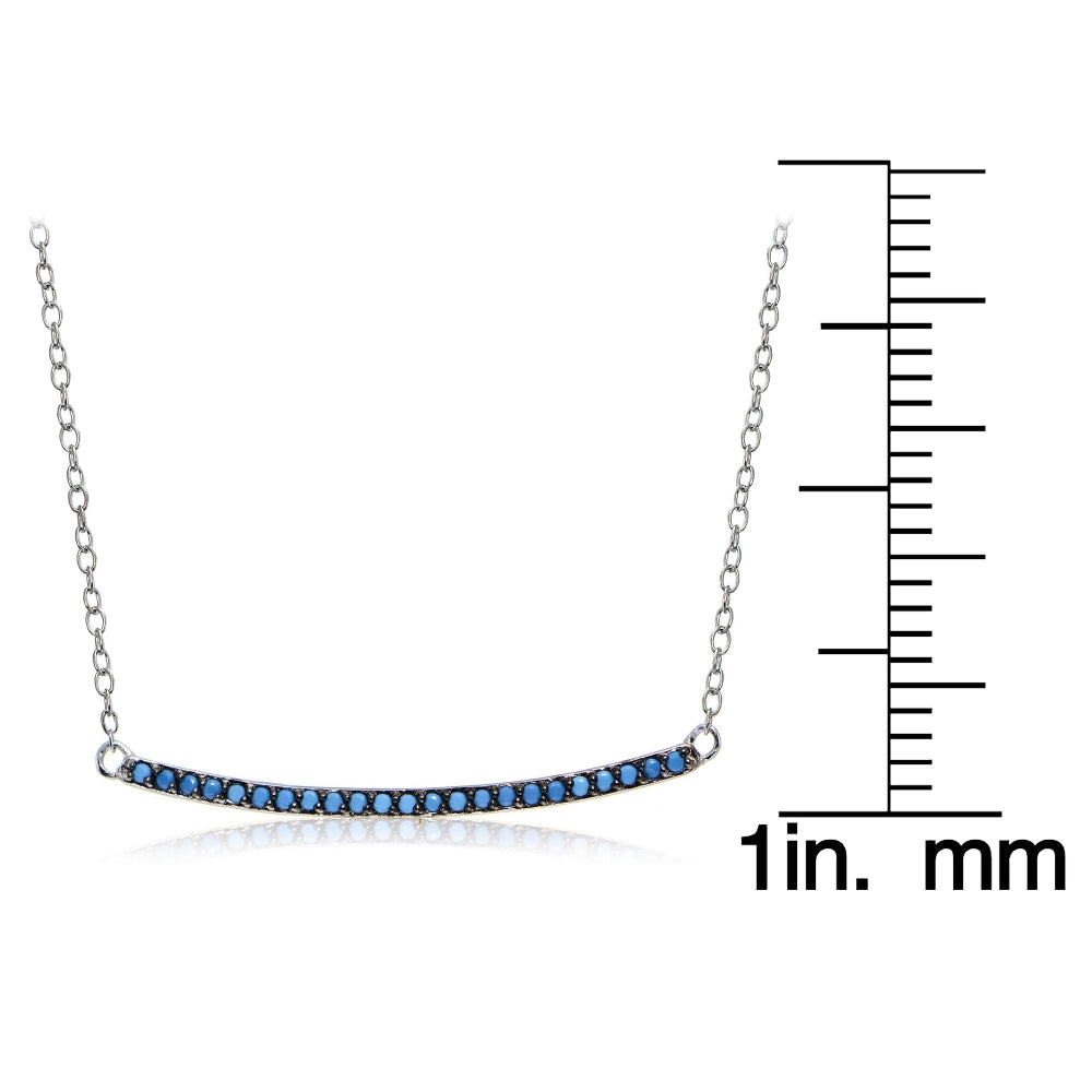 Sterling Silver Nano Created Turquoise Bar Necklace-3