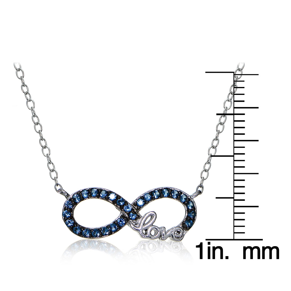 Sterling Silver Nano Created London Blue Topaz Infinity Love Necklace-3