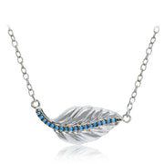 Sterling Silver Nano Created Turquoise Leaf Necklace