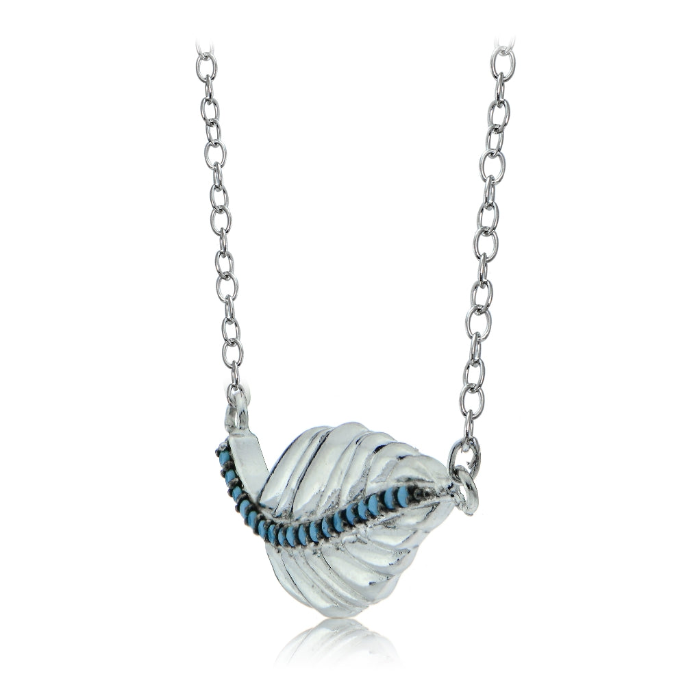 Sterling Silver Nano Created Turquoise Leaf Necklace-2