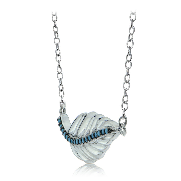 Sterling Silver Nano Created Turquoise Leaf Necklace