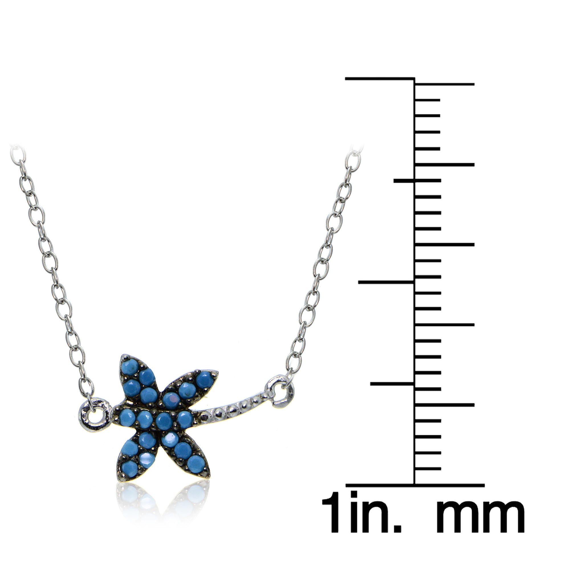 Sterling Silver Nano Created Turquoise Dragonfly Necklace-2