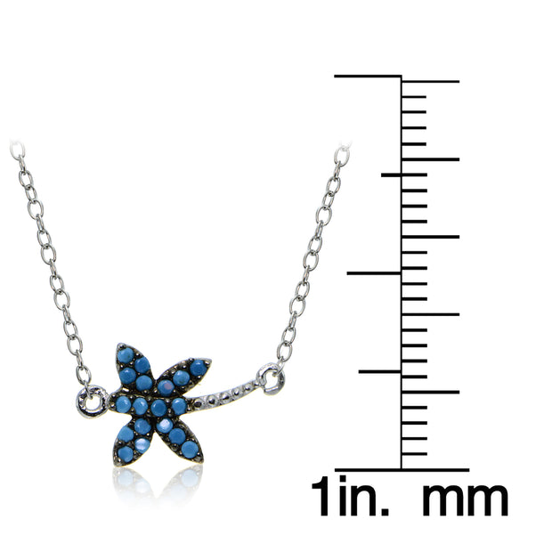 Sterling Silver Nano Created Turquoise Dragonfly Necklace