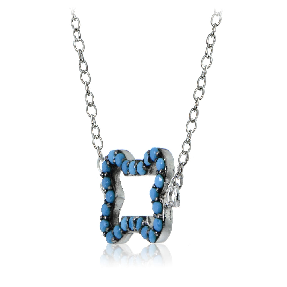 Sterling Silver Nano Created Turquoise Dog Bone Necklace-2