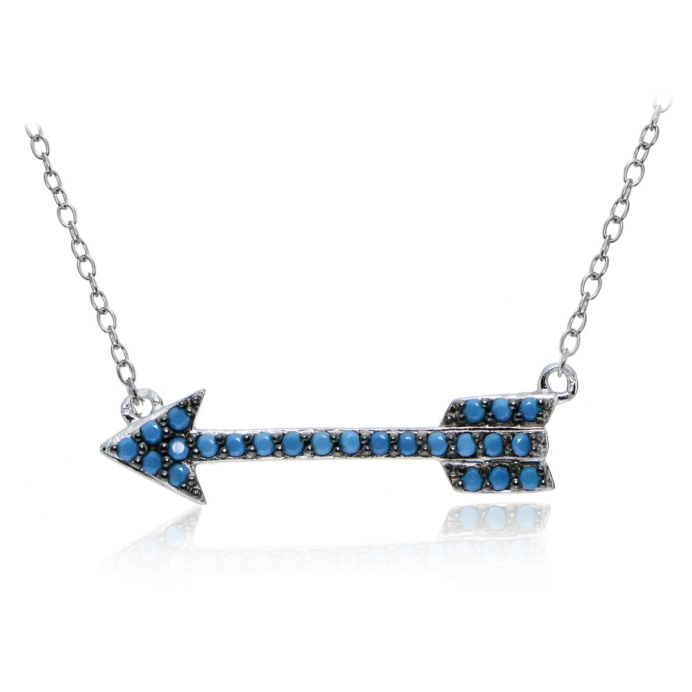 Sterling Silver Nano Created Turquoise Arrow Necklace