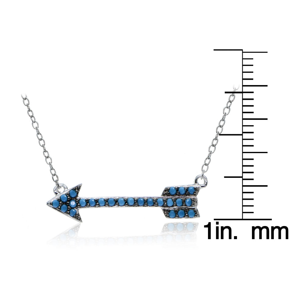 Sterling Silver Nano Created Turquoise Arrow Necklace-3