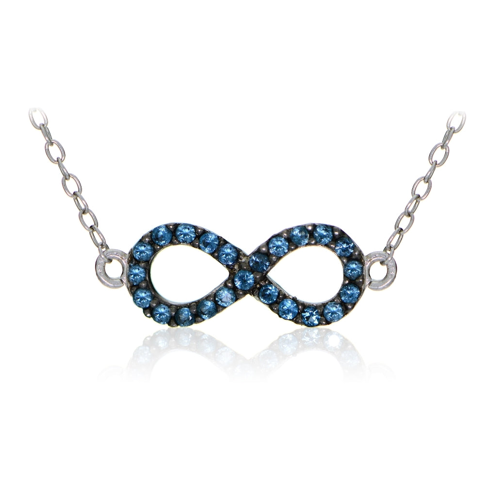 Sterling Silver Nano Created London Blue Topaz Infinity Necklace