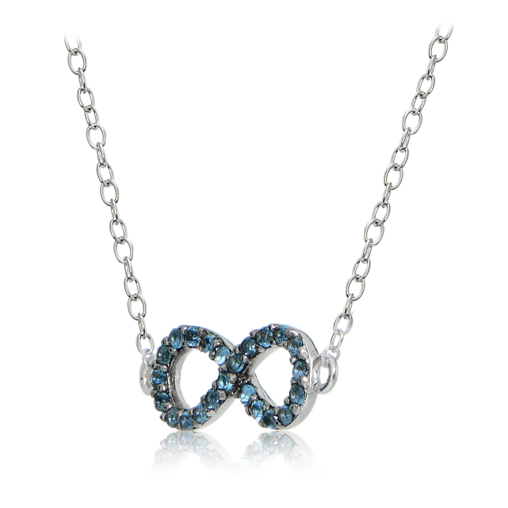 Sterling Silver Nano Created London Blue Topaz Infinity Necklace-2