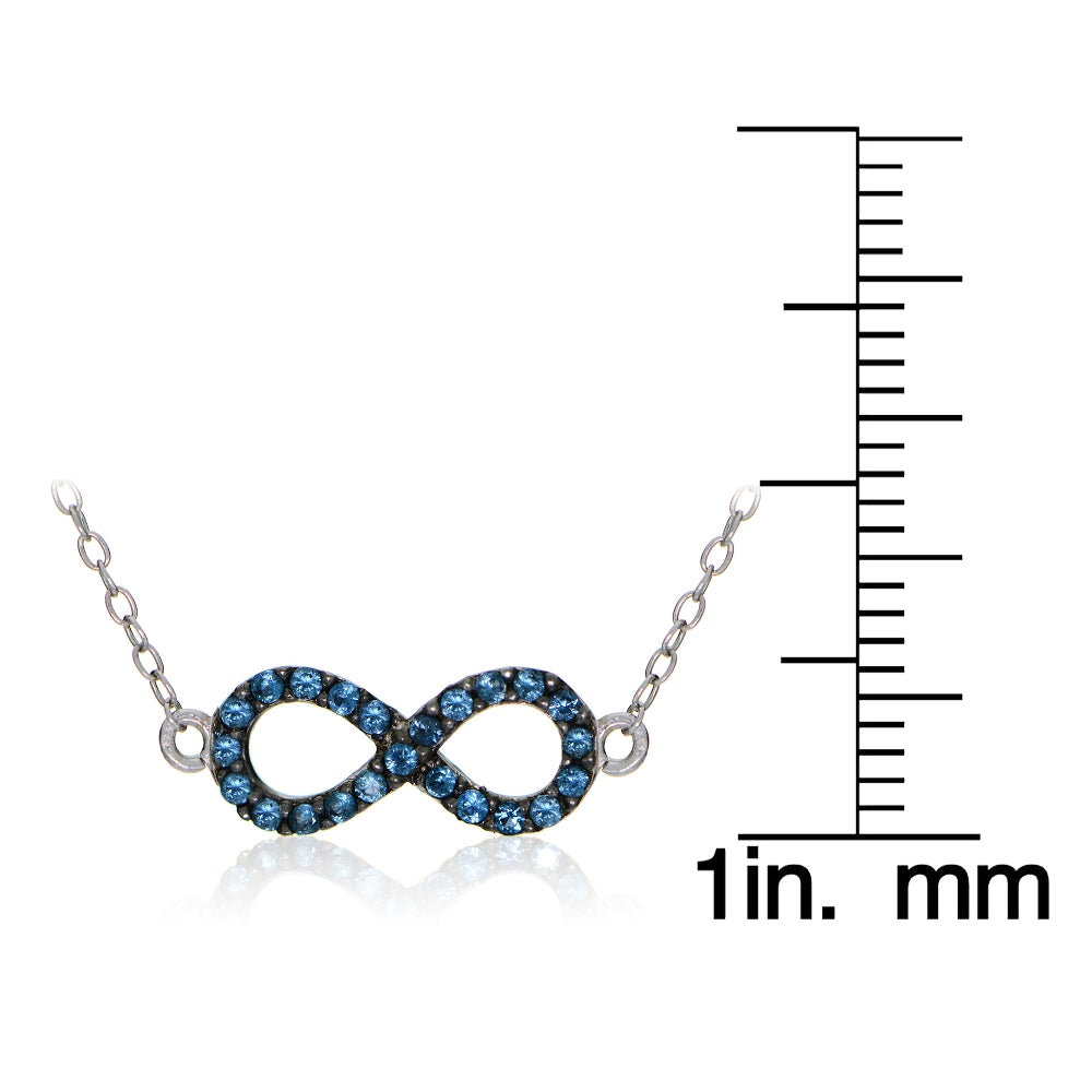 Sterling Silver Nano Created London Blue Topaz Infinity Necklace-3