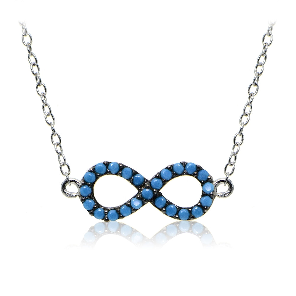 Sterling Silver Nano Created Turquoise Infinity Necklace