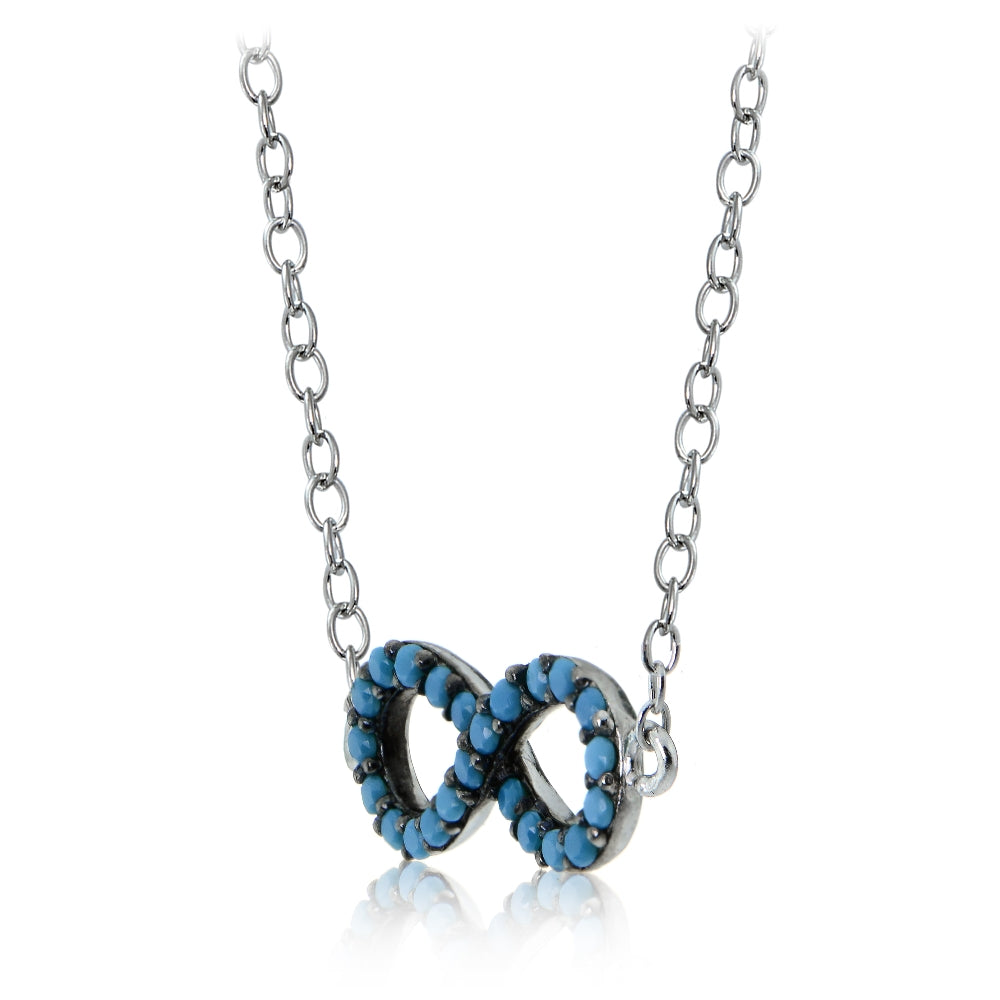 Sterling Silver Nano Created Turquoise Infinity Necklace-2
