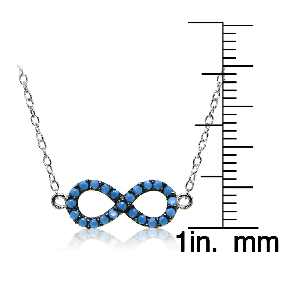 Sterling Silver Nano Created Turquoise Infinity Necklace-3