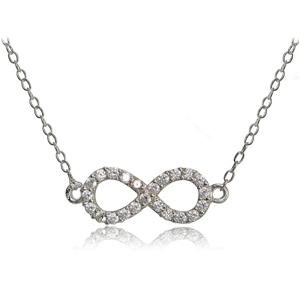 Sterling Silver Cubic Zirconia Small Infinity Necklace