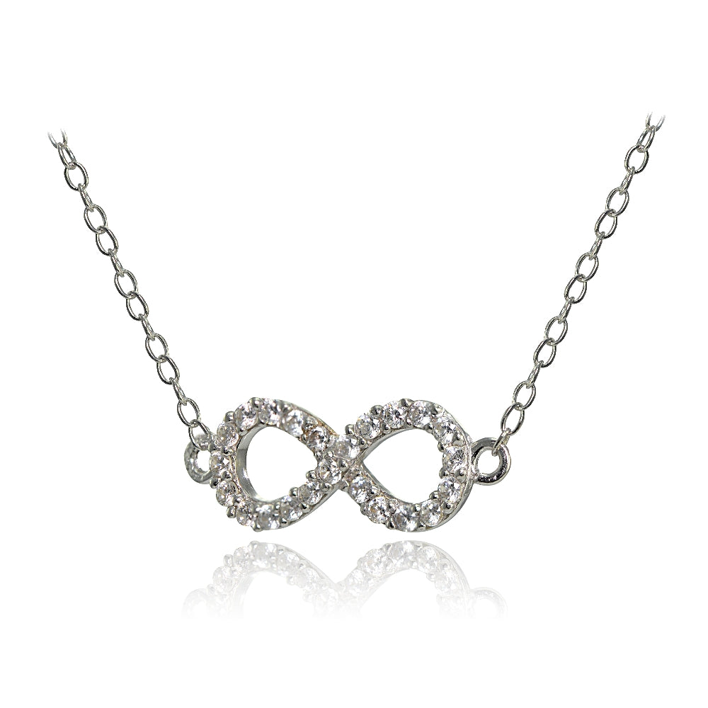 Sterling Silver Cubic Zirconia Small Infinity Necklace-2