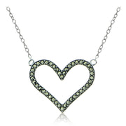 Sterling Silver Marcasite Open Heart Necklace